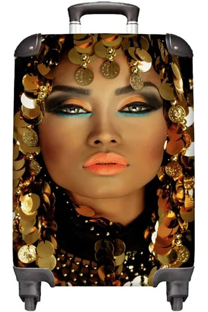 MuchoWow Handgepäckkoffer Frau - Kleopatra - Gold - Schmuck - Make-up - Luxus, 4 Rollen, Reisetasche mit rollen, Handgepäck für Ferien, Trolley, Reisekoffer - Verkäufer: GmbH