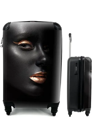 MuchoWow Handgepäckkoffer Schwarz - Gold - Frau, 4 Rollen, Reisetasche mit rollen, Handgepäck für Ferien, Trolley, Reisekoffer - Verkäufer: GmbH