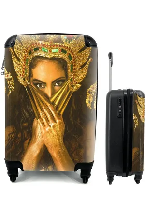MuchoWow Handgepäckkoffer Frau - Gold - Krone, 4 Rollen, Reisetasche mit rollen, Handgepäck für Ferien, Trolley, Reisekoffer - Verkäufer: GmbH