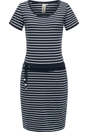 Ragwear Sommerkleid Baomi gestreiftes Damen Minikleid mit Taillenkordel und Taschen