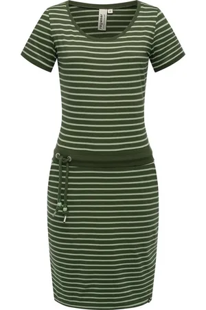 Ragwear Sommerkleid Baomi gestreiftes Damen Minikleid mit Taillenkordel und Taschen
