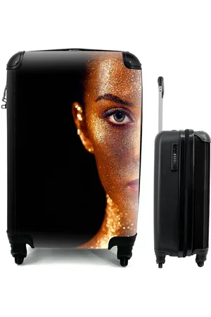 MuchoWow Handgepäckkoffer Make-up - Gold - Frau - Luxus - Glitzer - Kunst, 4 Rollen, Reisetasche mit rollen, Handgepäck für Ferien, Trolley, Reisekoffer - Verkäufer: GmbH