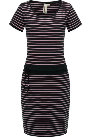 Ragwear Sommerkleid Baomi gestreiftes Damen Minikleid mit Taillenkordel und Taschen
