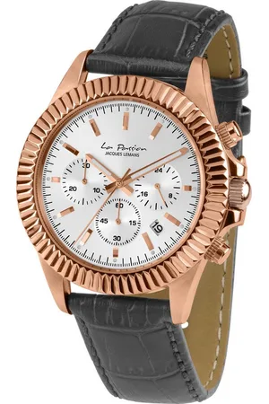 Jacques Lemans Chronograph La Passion LP-111C.1, Quarzuhr,Armbanduhr,Damenuhr,Herrenuhr,Lederarmband,Stoppfunktion,Tag
