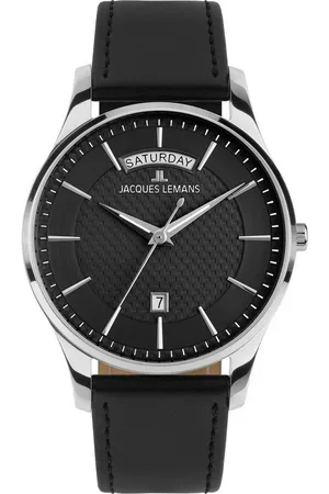 Jacques Lemans Quarzuhr London 1-2193A, Armbanduhr, Herrenuhr, Lederarmband, analog, Wochentag, Tag