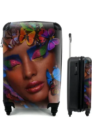 MuchoWow Handgepäckkoffer Frau - Schmetterlinge - Regenbogen, 4 Rollen, Reisetasche mit rollen, Handgepäck für Ferien, Trolley, Reisekoffer - Verkäufer: GmbH