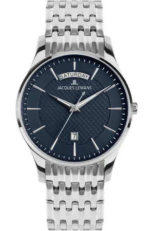 Jacques Lemans Quarzuhr London 1-2193H, Armbanduhr, Herrenuhr, Edelstahlarmband, analog, Wochentag, Tag
