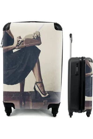 MuchoWow Handgepäckkoffer Schreibmaschine - Vintage - Frau, 4 Rollen, Reisetasche mit rollen, Handgepäck für Ferien, Trolley, Reisekoffer - Verkäufer: GmbH