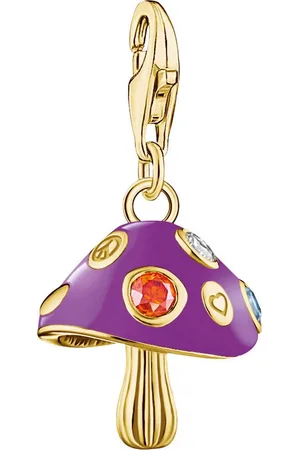 Thomas Sabo Charm-Einhänger Charm Bunter Pilz, 2211-471-7, 2211-845-7, mit Glas-Keramik Stein, Zirkonia (synth), Rubin (synth)