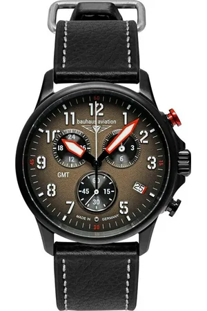 Bauhaus Chronograph Flight Control Blackwing GMT 2886-1, Quarzuhr, Armbanduhr, Herrenuhr, Made in Germany, analog, Tag