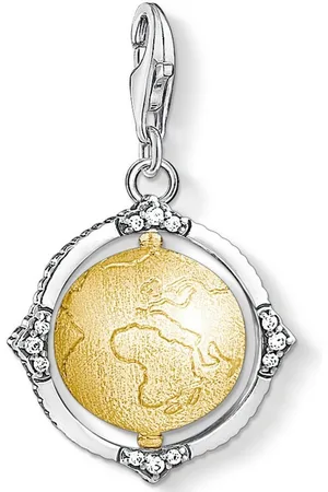Thomas Sabo Charm-Einhänger Vintage Weltkugel, 1711-849-39, mit Zirkonia (synth)