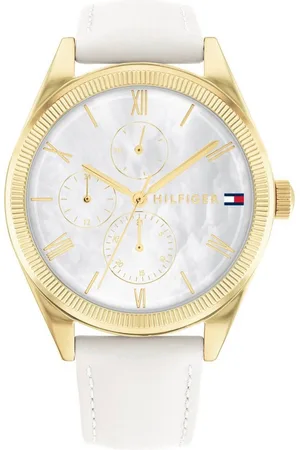 Tommy Hilfiger Multifunktionsuhr CLASSIC 1782594, Quarzuhr, Armbanduhr, Damenuhr, Perlmutt-Zifferblatt, Lederarmband