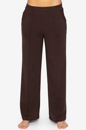 SASSYCLASSY Stoffhose Softe Jogginghose Damen mit Ziernaht Details Lockere Sweathose mit Biese in Weitbeine Gummibund Burgundy - Verkäufer:
