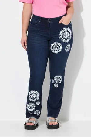 Angel of Style Regular-fit-Jeans Jeans Paula Straight Fit 3D-Blumendruck - Verkäufer: Popken Fashion Group
