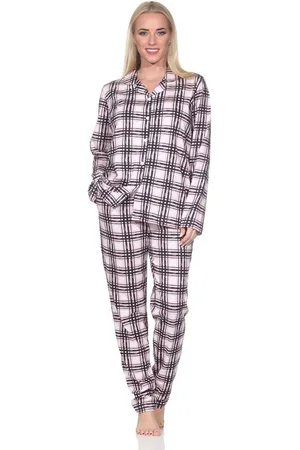 Normann Pyjama Damen Jersey Pyjama langarm in Karo Optik - auch in Übergröße - Verkäufer: Fairway