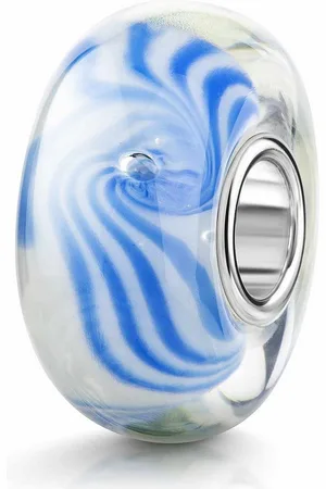 Materia Bead Glasbead mit blau-weißem Wellendesign 350, 925 Sterling Silber - Verkäufer: Schmuck