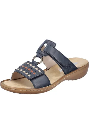 Rieker Pantolette, Keilabsatz, Sommerschuh, Schlappen mit praktischem Klettverschluss