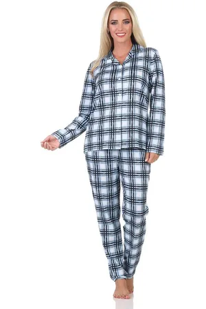 Normann Pyjama Damen Jersey Pyjama langarm in Karo Optik - auch in Übergröße - Verkäufer: Fairway