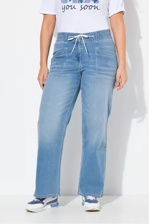 Ulla Popken Regular-fit-Jeans Jeans Mary weites ausgestelltes Bein Elastikbund - Verkäufer: Popken Fashion Group