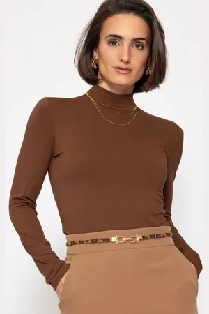 SASSYCLASSY Langarmshirt Langarmshirt Damen mit Rollkragen Elegant Figurbetontes Rundhalsausschnitt Shirt Schwarz Weiß Grau - Verkäufer: