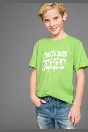 Kidsworld T-Shirt Sprücheshirt: CHECK DAS DIGGA Kurzarm, Basic-Passform, bedruckt, Rundhalsausschnitt