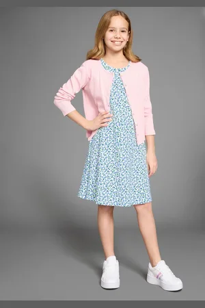 DELMAO Jerseykleid Skaterkleid in Allover-Design weich fallendes Jersey-Kleid