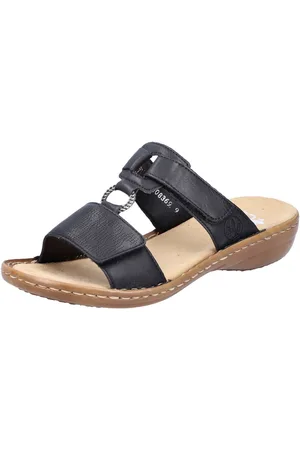 Rieker Pantolette, Keilabsatz, Sommerschuh, Schlappen mit Schmuckring
