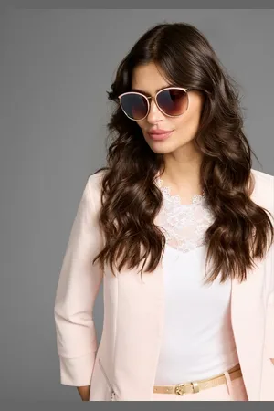 Laura Scott Sonnenbrille mit golffarbendem Vollrand und rosa Halbbesatz - NEW