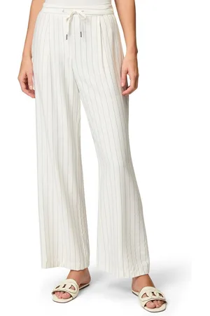 Zero Leinenhose Nadelstreifenhose mit Bindeband Bindedetail