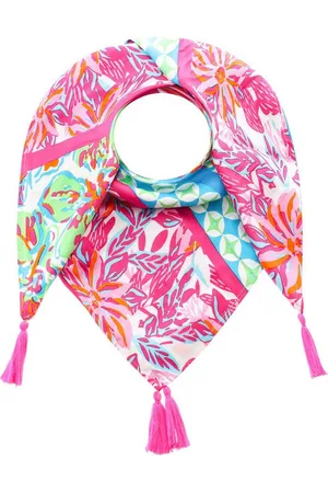 Zwillingsherz Modetuch "Hawaii Blume", mit Tasseln und farbenfrohem Blumenmuster
