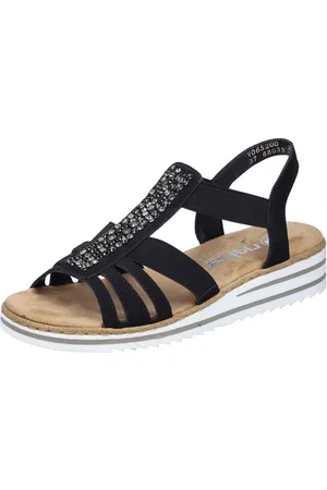 Rieker Keilsandalette, Sommerschuh, Sandale, Keilabsatz, mit Gummizüge für guten Sitz