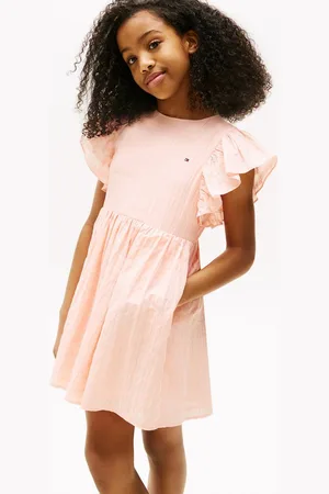 Tommy Hilfiger Sommerkleid TEXTURED COTTON DRESS SS mit Flügelärmeln, mit Struktur