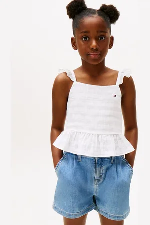 Tommy Hilfiger Trägertop TEXTURED COTTON TOP SLVLS mit Stickerei, mit Rüschen