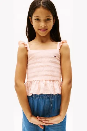 Tommy Hilfiger Trägertop TEXTURED COTTON TOP SLVLS mit Stickerei, mit Rüschen