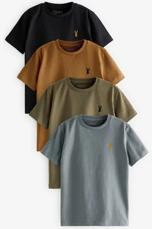 Next T-Shirt 4er-Pack Kurzarm-T-Shirts mit Hirsch-Stickerei (4-tlg) - Verkäufer: Germany GmbH