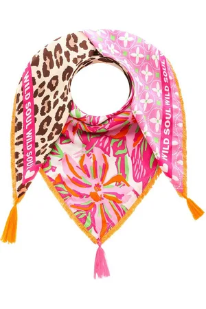Zwillingsherz Modetuch, mit Allover-Print, Tasseln und kleiner Fransenkante
