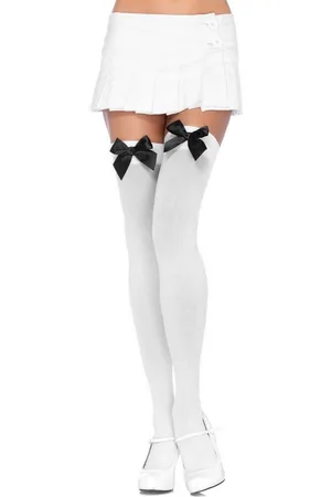 Leg Avenue Overknees Halterlose Strümpfe mit Schleife -schwarz Unverzichtbares Accessoire für Damen, vielseitig kombinierbares Kost - Verkäufer: MASKWORLD