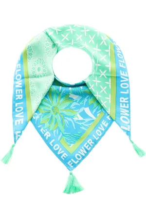 Zwillingsherz Modetuch "Flower Love", mit Tasseln und farbenfrohem Vierecksmuster