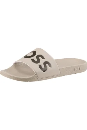 HUGO BOSS Aryeh Slid Badepantolette, Poolslides, Schlappen, Strandschuh, Sommerschuh mit Logoschriftzug