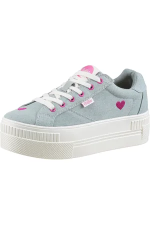 Buffalo PAIRED HEART Plateausneaker, Schnürschuh, Halbschuh, Freizeitschuh mit Herz-Stickerei
