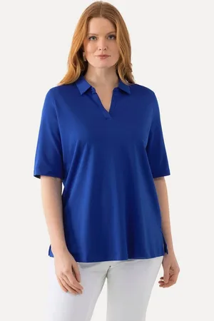 Ulla Popken Poloshirt Poloshirt A-Linie Halbarm Pima Baumwolle - Verkäufer: Popken Fashion Group