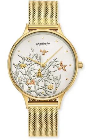 Engelsrufer Quarzuhr Damen Uhr ERWA-TREE01-MG-MG Edelstahl vergoldet Milanaiseb, (1-tlg) - Verkäufer: Juwelier-Bacak