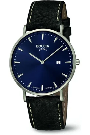 Boccia Quarzuhr Herren Uhr 3648-02 Titan Leder schwarz, (1-tlg) - Verkäufer: Juwelier-Bacak