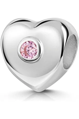 Materia Bead Silber Charm Herz Liebe mit Zirkonia Rosa 961, 925 Sterling Silber - Verkäufer: Schmuck
