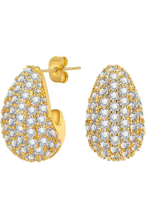 Karma Paar Ohrstecker Goldene Ohrstecker für Damen vergoldet (Ohrschmuck Stecker 2er Set, Goldene Ohrringe Damenohrringe), mit Kristallen besetzt - Verkäufer: Sanixa