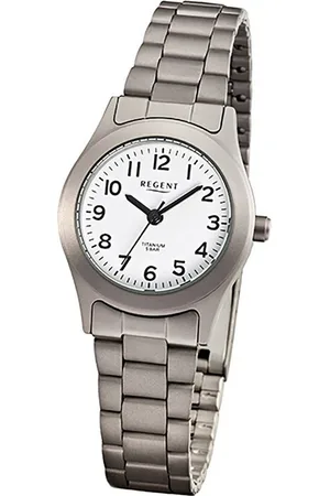 Regent Quarzuhr Titan (Metall) Damen Uhr F-855, (Analoguhr), Damenuhr mit Titanarmband, rundes Gehäuse, klein (ca. 26mm), Elegant-S - Verkäufer: Fit4Style Silberschmuck - IMPPAC
