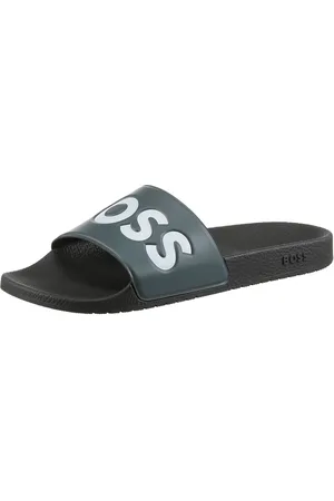 HUGO BOSS Aryeh Slid Badepantolette, Poolslides, Schlappen, Strandschuh, Sommerschuh mit Logoschriftzug