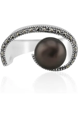 Cavill Silberring Schicker 9mm Tahiti-Perlenring 925 Silber, österreichischer Markasit (1-tlg) - Verkäufer: Juwelo Deutschland GmbH