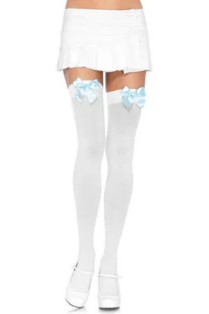 Leg Avenue Overknees Halterlose Strümpfe mit Schleife -hellblau Unverzichtbares Accessoire für Damen, vielseitig kombinierbares Kost - Verkäufer: MASKWORLD