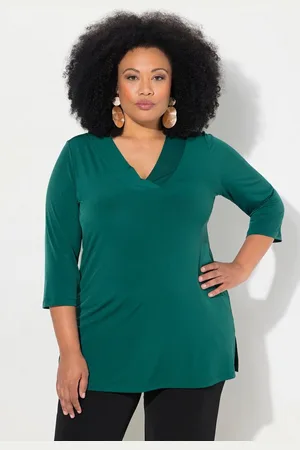 Ulla Popken Longshirt Longshirt A-Linie V-Ausschnitt 3/4-Ärmel - Verkäufer: Popken Fashion Group
